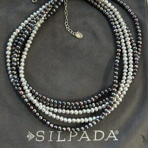 Silpada 5 Strand Grey Freshwater Pearl Necklace N1721